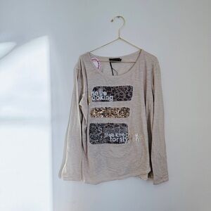 Bella Amore Beige Top with Gold Detail